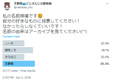 文野環　名前公募