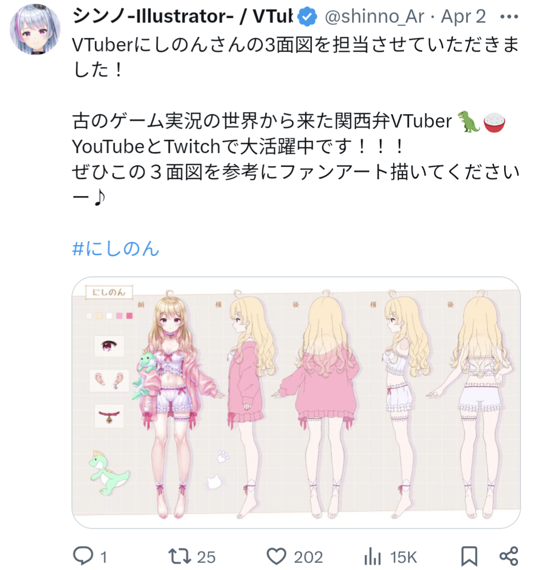 シンノ,にしのん,3面図