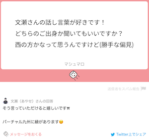 文瀬, 出身,バーチャル九州