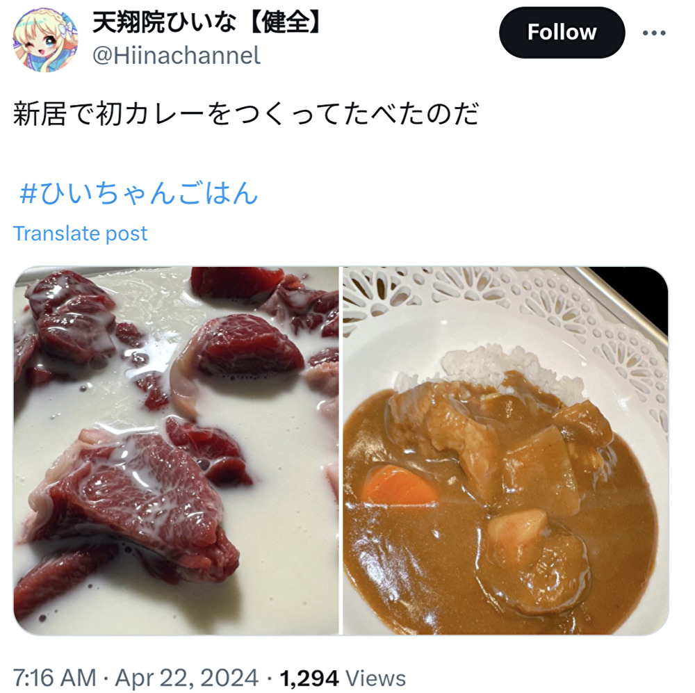 天翔院ひいな,カレー