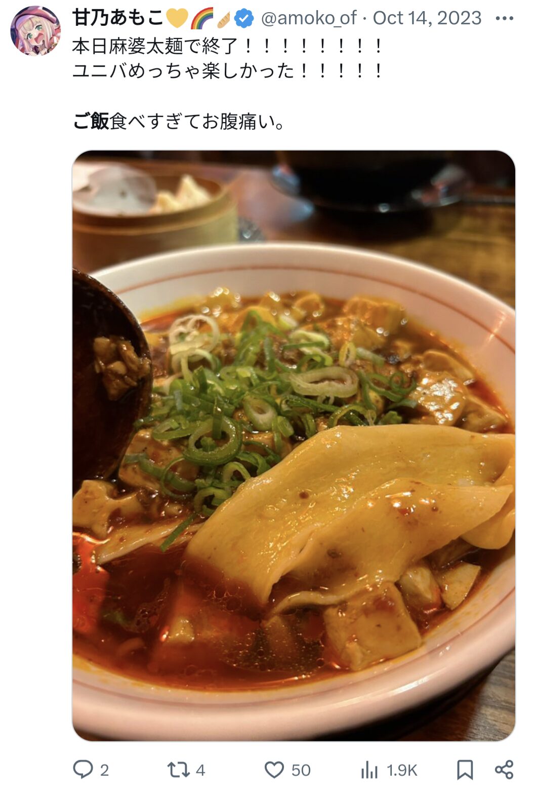 甘乃あもこ,麻婆太麺